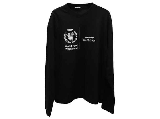 Langärmliges T-Shirt des Welternährungsprogramms von Balenciaga aus schwarzer Baumwolle  ref.691922