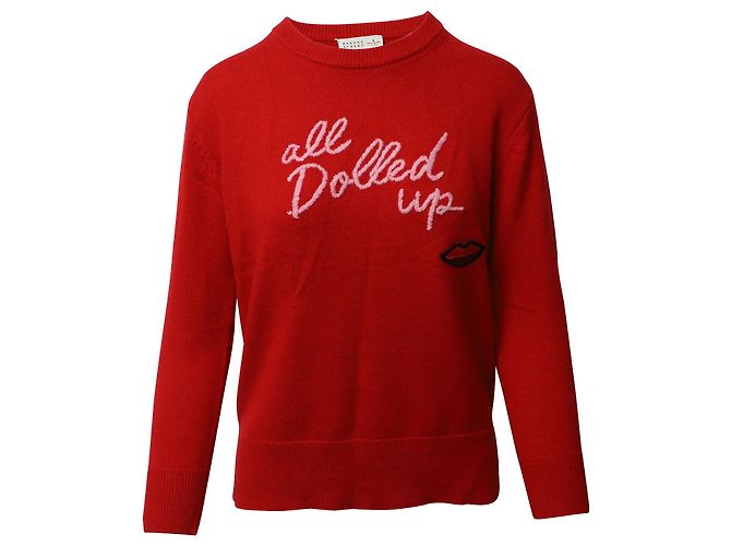 Kate Spade All Dolled Up Pullover aus roter Wolle