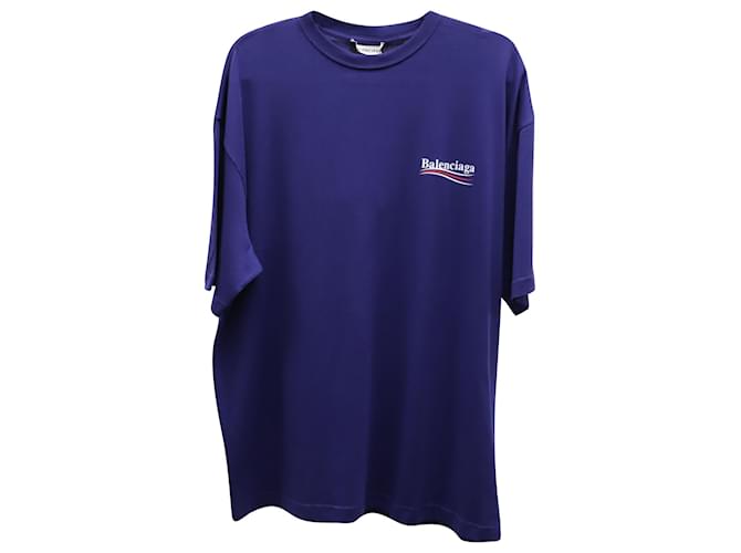 T-shirt della campagna politica di Balenciaga vestibilità regolare in cotone blu  ref.691960
