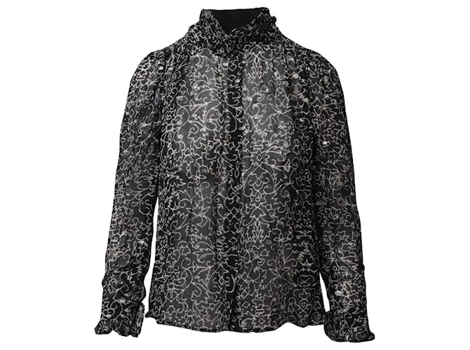Ba&sh – Amelia – Bestickte Bluse aus schwarzer Viskose Zellulosefaser  ref.692008