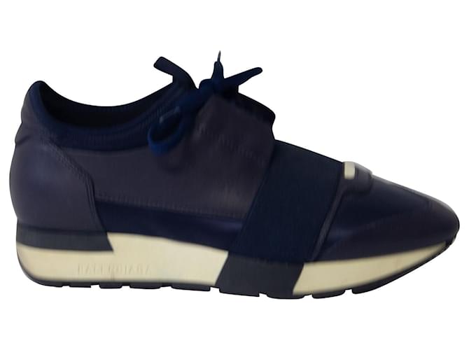 Balenciaga Race Runner Sneakers in Navy Blue Leather Multiple colors  ref.692009