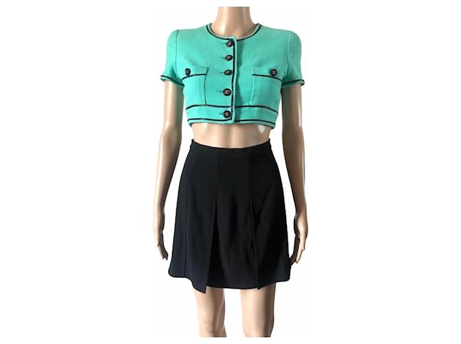 Chanel Collection Jacket and Skirt Set 95P Black Green Cotton ref.692014 -  Joli Closet