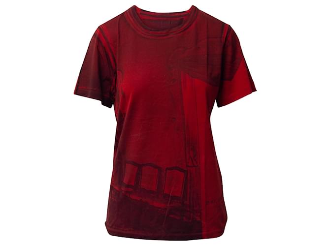 Balenciaga Bedrucktes Kurzarm-T-Shirt aus roter Baumwolle  ref.692018