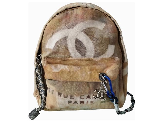 Chanel Graffiti beige backpack