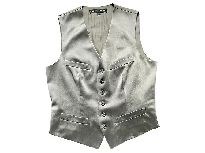 Ralph Lauren Black Label Weste aus Seide Silbergrau