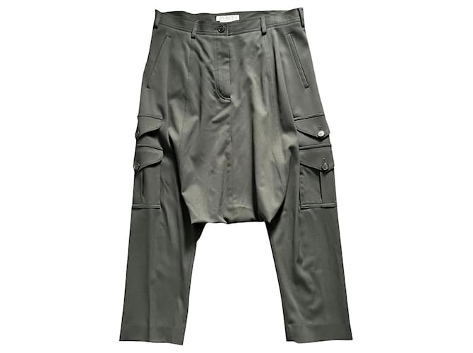 Dior Pantalones, polainas Caqui Verde oscuro Lana Elastano  ref.692552