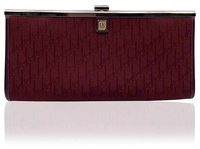 Christian Dior Vintage rotes Logo Canvas Clutch Handtasche Handtasche Leinwand  ref.692569