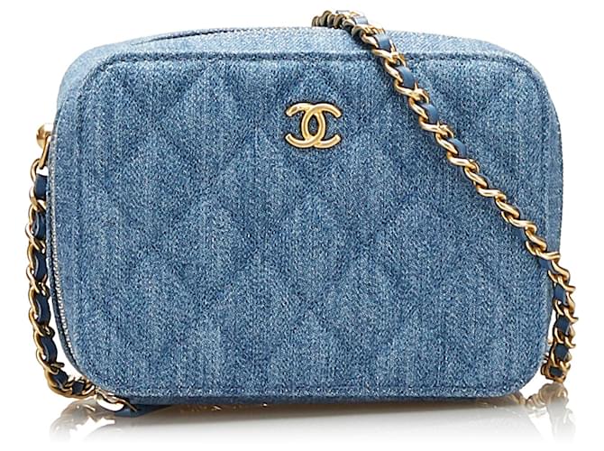 Chanel Blue Denim Pearl Crush Camera Bag Cloth ref.692679 - Joli Closet