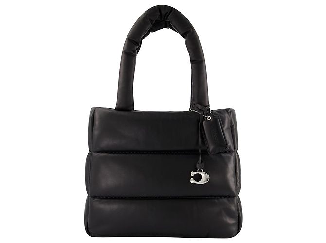 Coach Bolsa Tote Almofada em Couro Acolchoado Preto