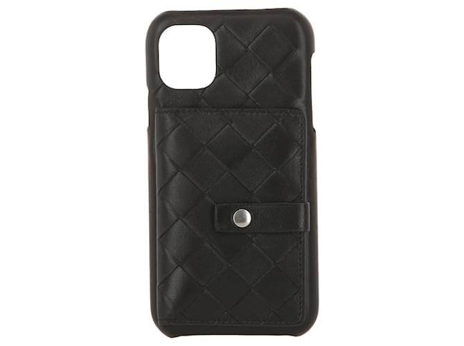 Bottega Veneta Intrecciato Card Case iPhone 11 case Black Leather