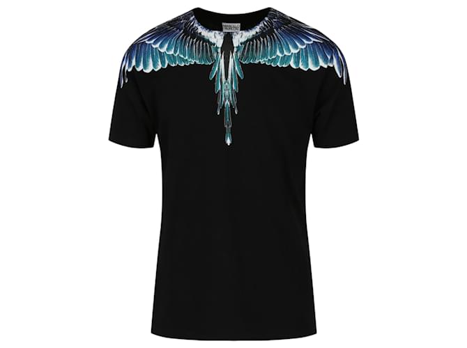 Autre Marque Marcelo Burlon Printed Wings Cotton T-Shirt Black  ref.692877