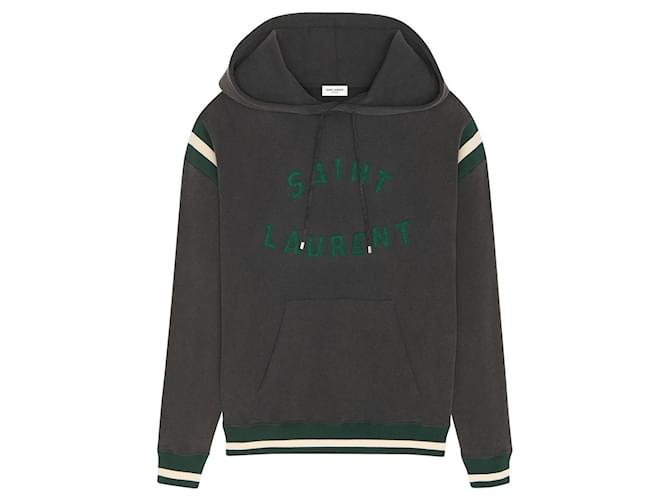 Saint Laurent Logo-patch cotton hoodie Black  ref.692899
