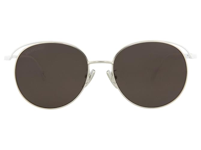 Balenciaga Round-Frame Metal Sunglasses Silvery Metallic  ref.693143