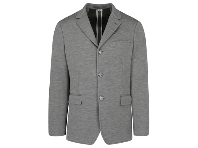 Burberry Single-Breasted Wool Blazer Grey  ref.693144