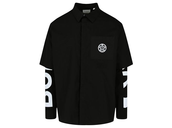 Camicia con logo a strati foderata di Burberry