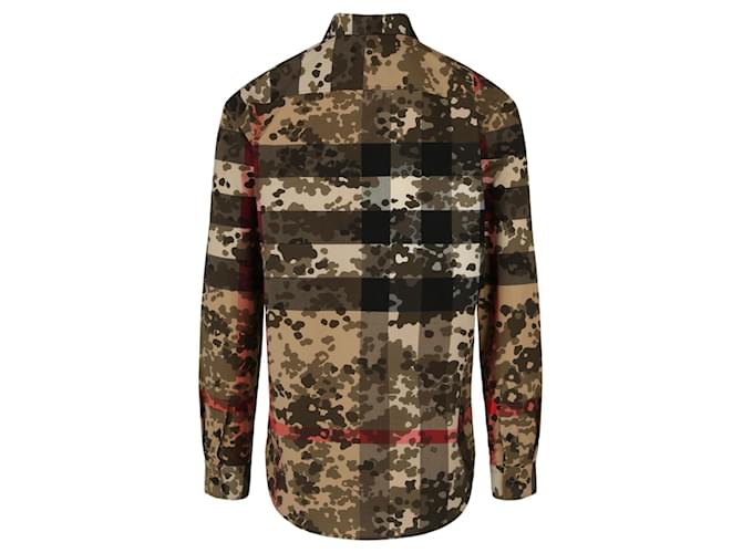 Burberry Camouflage Check Long Sleeve Shirt Beige  - Joli Closet