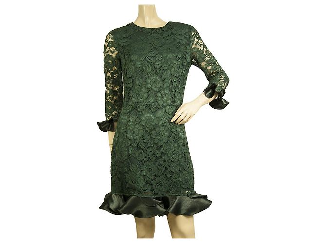 Elisabetta Franchi Grün Blumenspitze Mini-Länge Cocktail-Abendkleid Größe 44