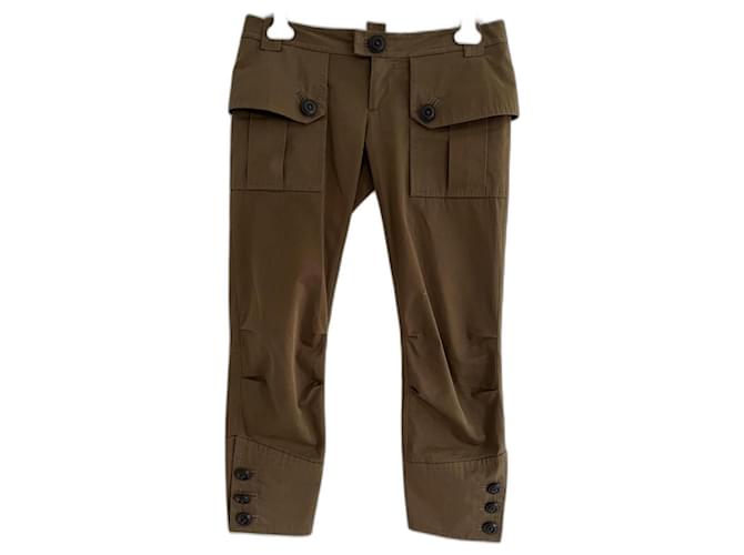 Dsquared2 Pants, leggings Dark green Cotton  ref.693448