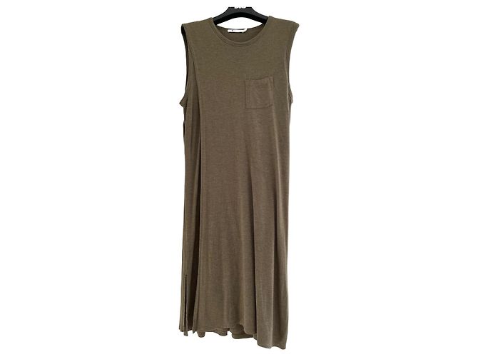 Vestido de algodón T By Alexander Wang Verde Oscuro