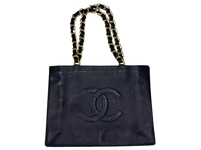 Trendy CC Chanel Bolsos de mano Negro Cuero  ref.693475