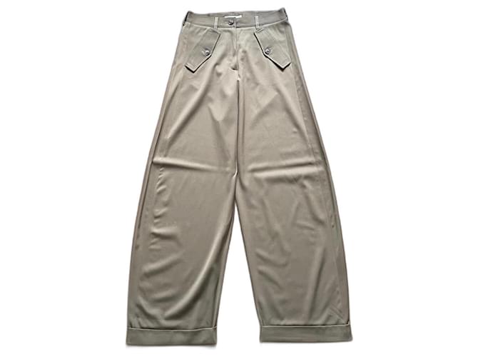 Dior Pants, leggings Khaki Wool Viscose  ref.693482