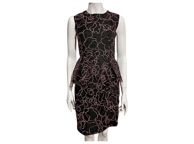 Diane Von Furstenberg DvF Leni Interlaced Seidenkleid neu mit Etikett Schwarz Pink