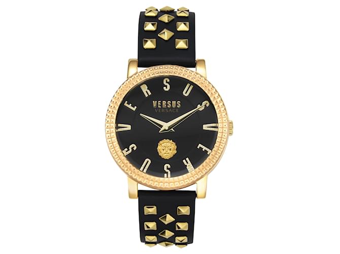 Versus Versace Pigalle Leather Stud Watch Golden Metallic  ref.693853