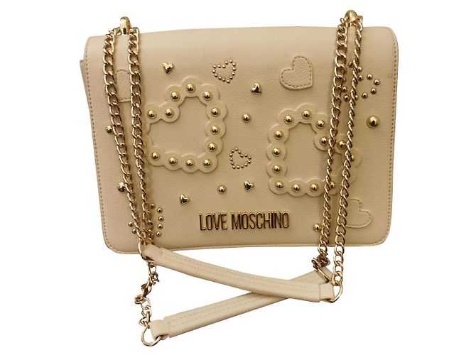 Bolsa de mão Moschino em pele bege