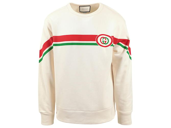 Gucci ineinandergreifendes G-Sweatshirt Weiß Roh Baumwolle  ref.693891
