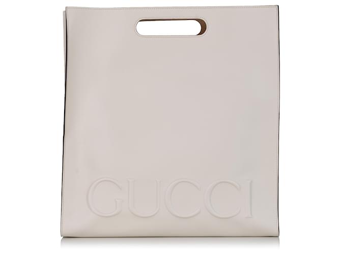 Gucci White Soave Amore Guccification Tote Leather Pony-style calfskin  ref.694124