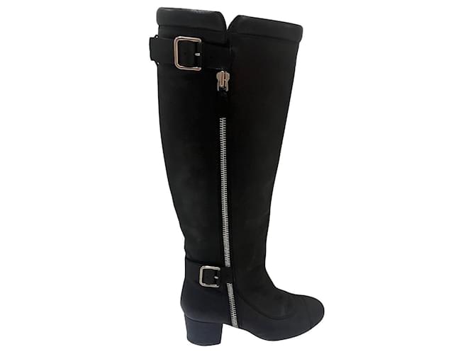 Cambon Chanel botas Negro Cuero  ref.694211