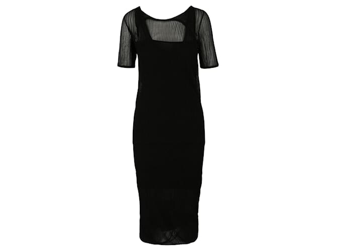 Bottega Veneta Two-Layered Midi Dress Black  ref.694486