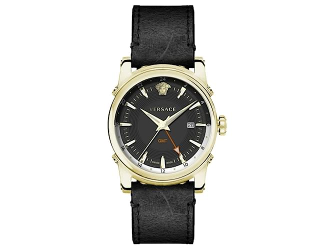 Orologio con cinturino vintage Versace GMT D'oro Metallico  ref.694531