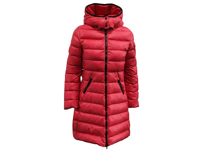 Moncler Long Puffer Jacket in Pink Nylon  ref.694573