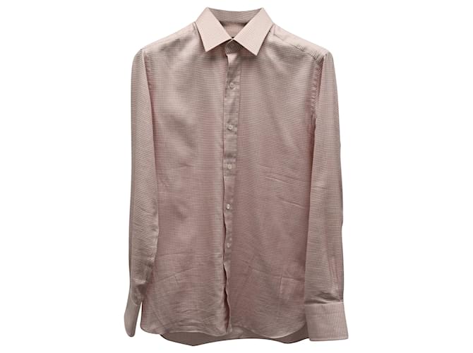 Camisa de manga comprida xadrez Tom Ford em algodão rosa  ref.694675