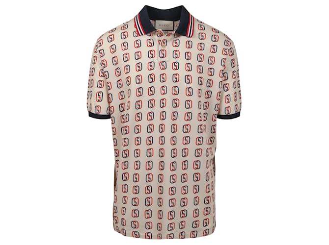 Gucci übergroßes Poloshirt aus ineinandergreifender G-Baumwolle Mehrfarben  ref.694679