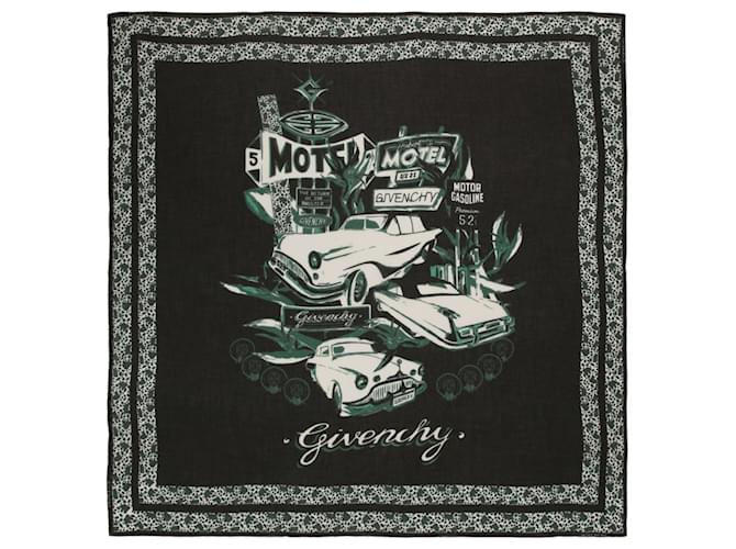 Pañuelo de seda con estampado de logotipo de motel de Givenchy Negro Modal Fibra de celulosa  ref.694749