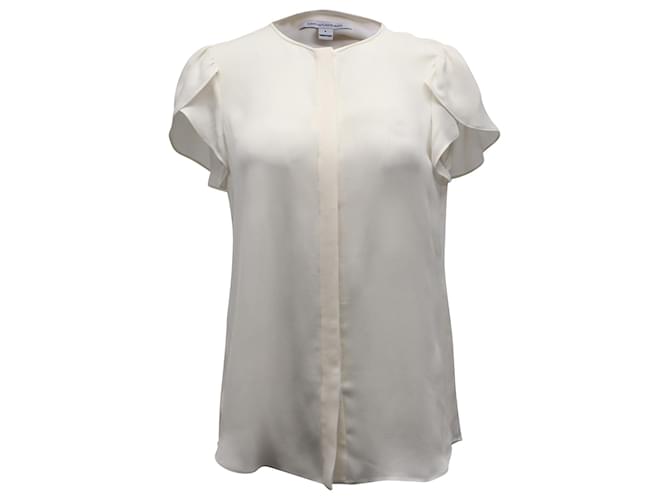 Diane von Furstenberg Crepe Shirt in Ivory Silk White Cream  ref.694773