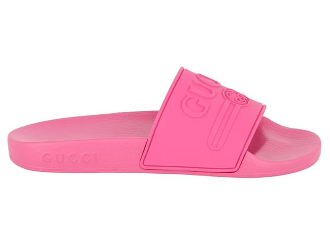Gucci Pantoletten mit Logo aus Gummi Pink  ref.694786