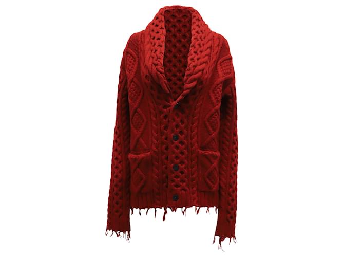 Alanui Chunky Knit Cardigan in Red Cashmere Wool  ref.694788