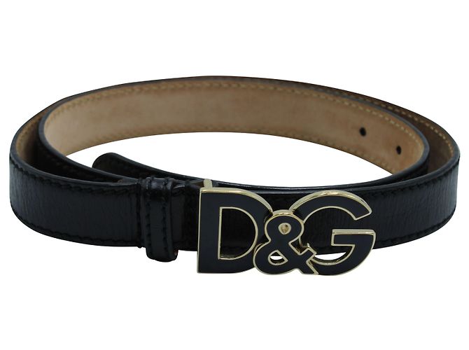 Dolce & Gabbana Cinto com fivela esmaltada e logo em couro preto