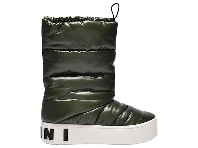 Marni Bootie Paw Nylon in Green Synthetic Leatherette  ref.694819