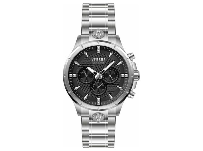 Versus Versace Chrono Lion Modern Round Chronograph Watch Silvery Metallic  ref.694955