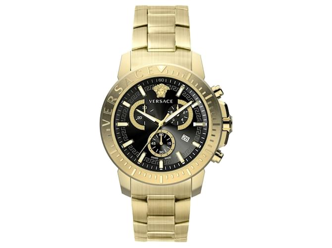 Versace Novo Relógio com Pulseira Chrono Dourado Metálico  ref.694970