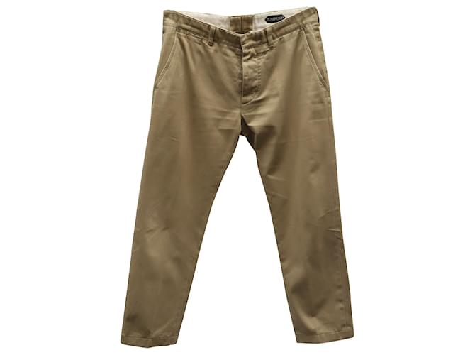 Tom Ford Classic Trousers in Khaki Wool Green  ref.695028