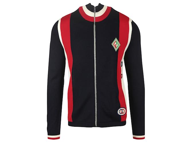 Jersey de lana a rayas con aplique de logotipo de Gucci Multicolor  ref.695040