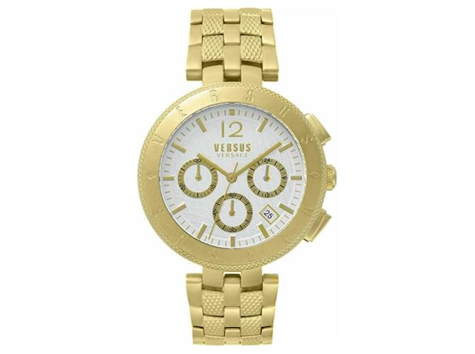 Versus Versace Logo Gent Chrono Armbanduhr Golden Metallisch  ref.695048