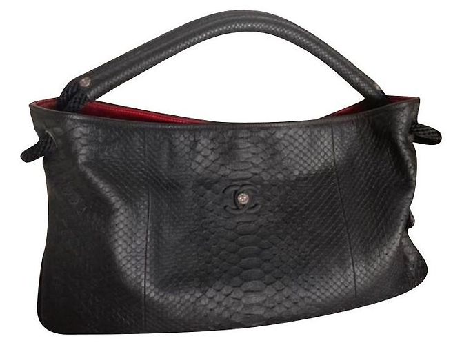 Chanel Python Black Cabas Handbag