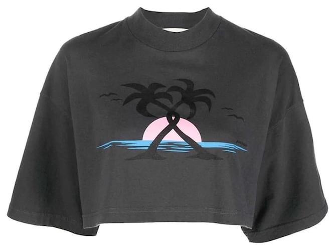 Camiseta Palm Angels de jersey de algodón Gris antracita  ref.695480