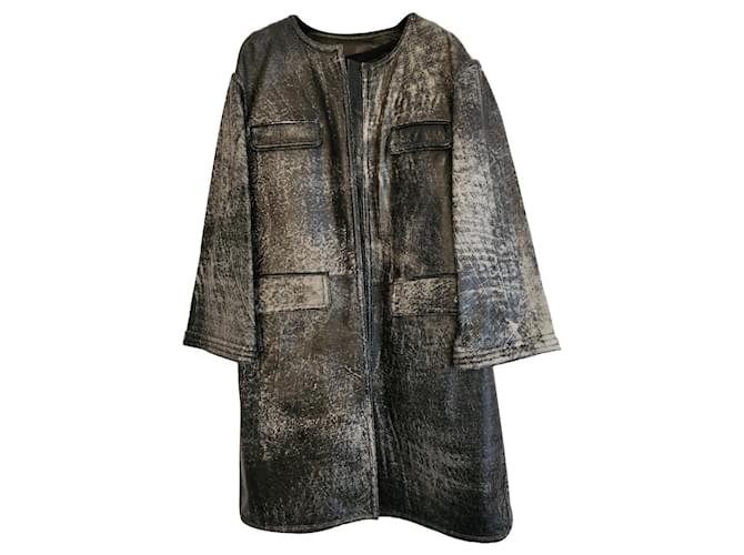 Increíble abrigo de Chanel Hardware de plata Piel de cordero  ref.695495